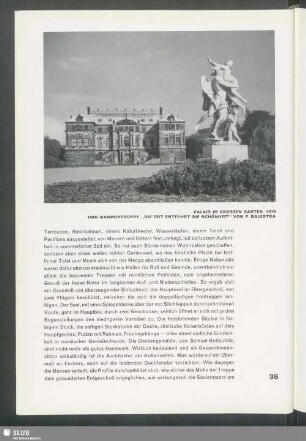 Palais im Grossen Garten. 1679 und Marmorgruppe "Die Zeit entführt die Schönheit" von P. Balestra