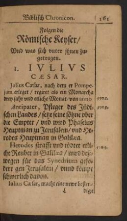Folgen die Römische Keyser/ Und was sich unter ihnen zugetragen.