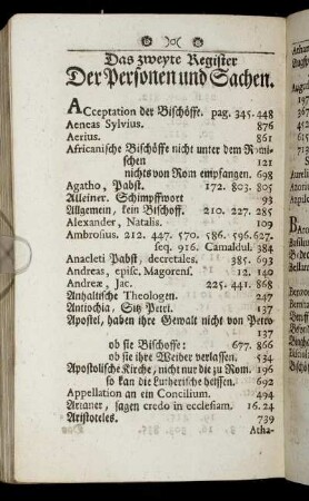 Das zweyte Register Der Personen und Sachen.