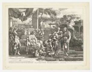 Hospitio exipere advenas, Blatt 4 der Folge "Sieben Werke der Barmherzigkeit"