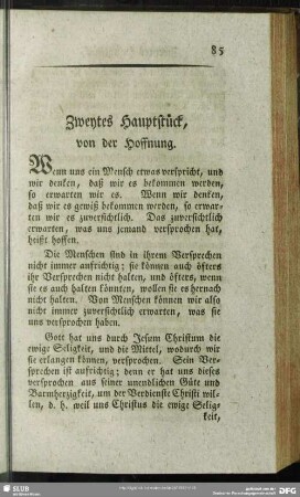 Zweytes Heupstück, von der Hoffnung
