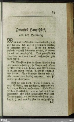 Zweytes Heupstück, von der Hoffnung