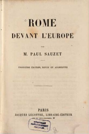 Rome devant l'Europe