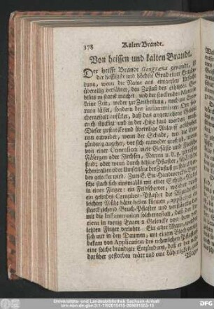 Von heissen und kalten Brandt.