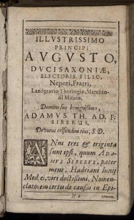 Illustrissimo Principi Augusto, Duci Saxoniae ...