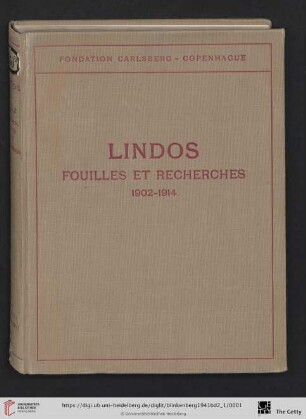 2, Inscriptions ; 1: Lindos: fouilles et recherches 1902 - 1914 et 1952;; fouilles de l'acropole: (Nos. 1 - 281)