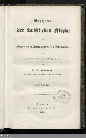 Bd. 3, Abth. 2: Allgemeine Kirchengeschichte