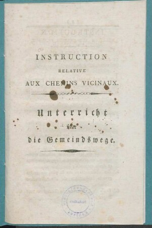 Instruction relative aux chemins vicinaux
