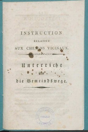 Instruction relative aux chemins vicinaux