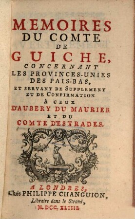Mémoires concernant les Provinces-Unies des Pays-Bas