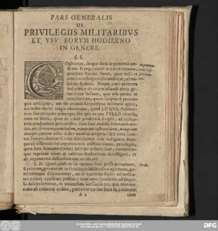 Pars Generalis De Privilegiis Militaribus Et, Usu Eorum Hodierno In Genere.