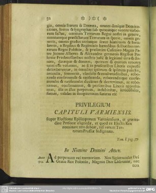 Privilegium Capituli Varmiensis ... Tom. I. pag. 379.