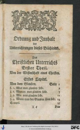Ordnung und Innhalt der Unterrichtungen dieses Büchleins