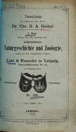 Lager-Verzeichnis. 159. 1883