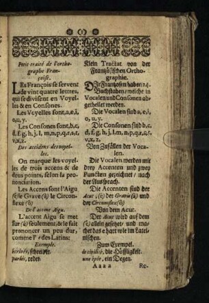 Petit traite' de l'orthographe Francoise: Klein Tractat von der Frantzoesischen Orthographie
