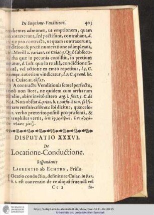 Disputatio XXXVI. De Locatione-Conductione