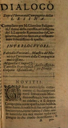 Della famosissima Compagnia della Lesina