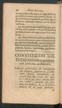 Constitutio XIIX. De Disputationibus partium post publicatas attestationes