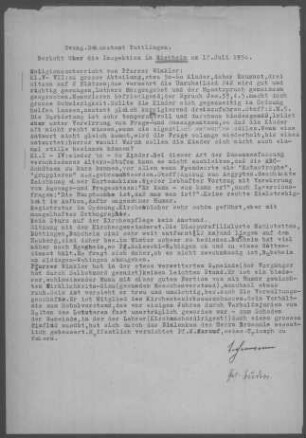 Rietheim (Rietheim-Weilheim) mit Weilheim, Dürbheim, Böttingen, Bubsheim und Mahlstetten: Inspektionsbericht 1950