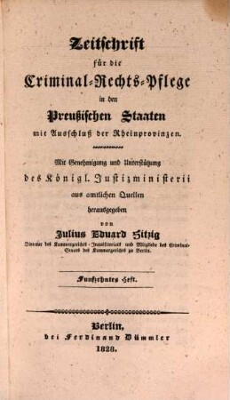 Zeitschrift für die Criminal-Rechts-Pflege in den preussischen Staaten mit Ausschluß der Rheinprovinzen. 8, 8. 1828