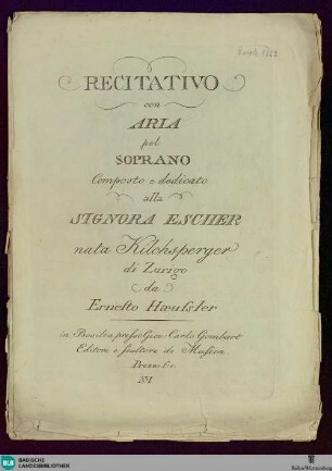 Recitativo con Aria pel soprano : No. I