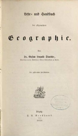 Lehr- und Handbuch der allgemeinen Geographie : Mit zahlreichen Holzschnitten