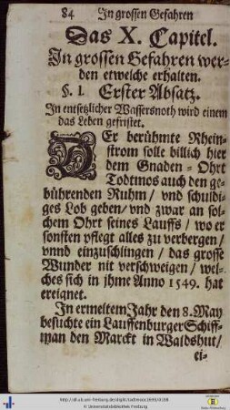 Das X. Capitel. In grossen Gefahren werden etwelche erhalten.