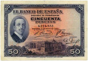 Geldschein, 50 Pesetas, 17.5.1927