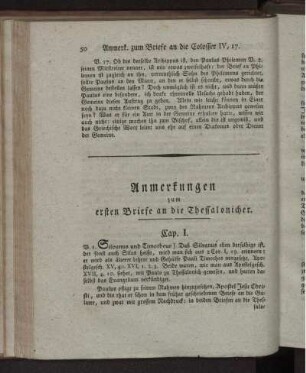 Anmerkungen zum ersten Briefe an die Thessalonicher
