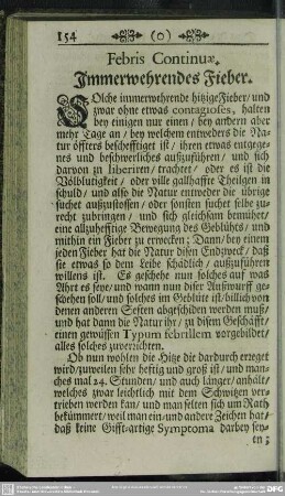 Febris Continuae. Immerwehrendes Fieber