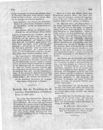 Nachricht über die Fortsetzung der allgemeinen deutschen Justiz- und Polizey-Fama im Jahr 1807.