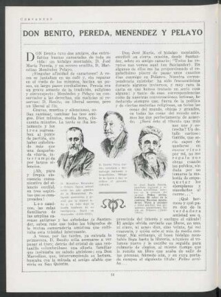 Don Benito, Pereda, Menéndez y Pelayo