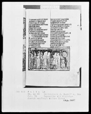 Rudolf von Ems, Weltchronik — Joseph empfängt seinen Vater, Folio 76recto