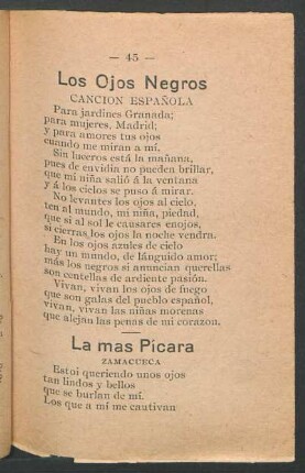 Los Ojos Negros : Canción española