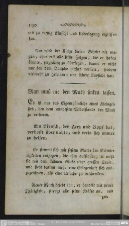 Man muß nie den Muth sinken lassen