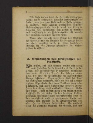 3. Erfindungen von Ersatzstoffen für Rohstoffe.