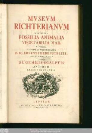 Mvsevm Richterianvm : Continens Fossilia Animalia Vegetabilia Mar