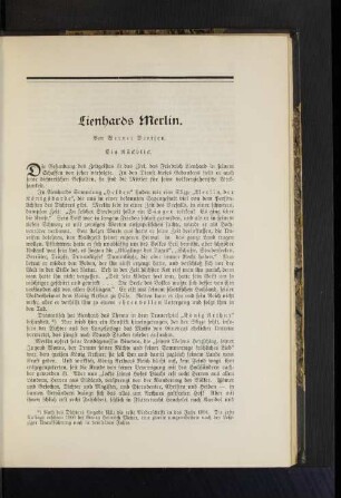 Lienhards Merlin. Von Werner Deetjen. Ein Rückblick.