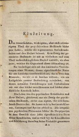 Psychische Heilkunde, 2,2. Von den psychischen Krankheiten und ihrer Heilart