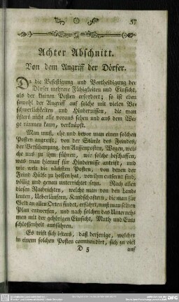 Achter Abschnitt. Von dem Angriff der Dörfer