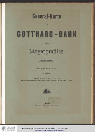 General-Karte der Gotthard-Bahn nebst Längsprofilen : Project von 1879