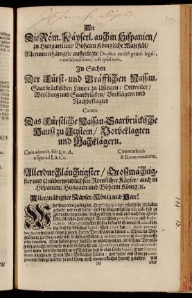 An Die Röm. Käyserl. auch in Hispanien/ zu Hungarn und Böheim Königliche Majestät/ Allerunterthänigste aufferlegte Duplica juncto petito legali, cum submissione, nisi quid novi. [...]