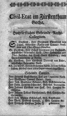 Civil-Etat im Fürstenthum Gotha