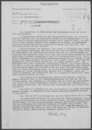 Mehrstetten-Sondernach: Inspektionsbericht 1958