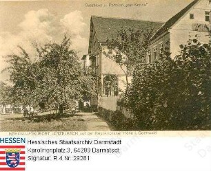 Lützelbach im Odenwald, Gasthaus und Pension 'Zur Sonne' / Seitenansicht mit Garten