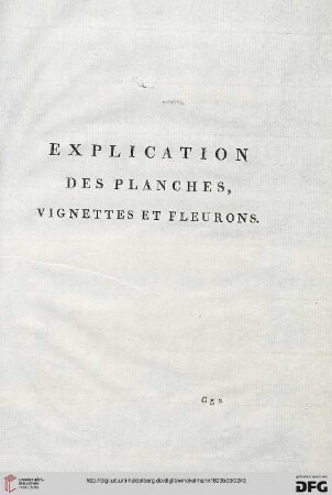 Explication des planches, vignettes et fleurons