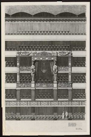 Nationaltheater, München: Zuschauerhaus: Ansicht Ränge und Hauptlogen 1:20
