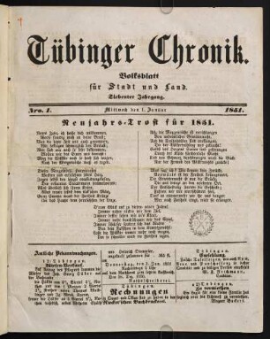 1-84, Januar 1851 (Nro. 1 - 21)