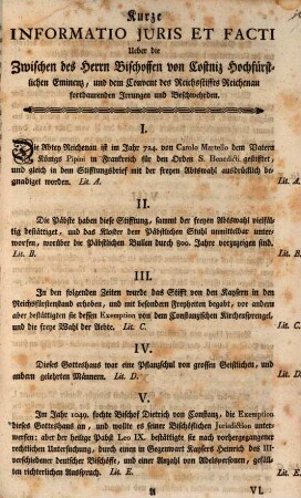 An eine hochlöbliche allgemeine Reichsversammlung unterthänigstes Memorial des Prior und Capituls der reichsunmittelbaren Abtey Reichenau O.S.B., Die von Seiten des Hochstifts Constanz fortdaurende Beschwerden betreffend