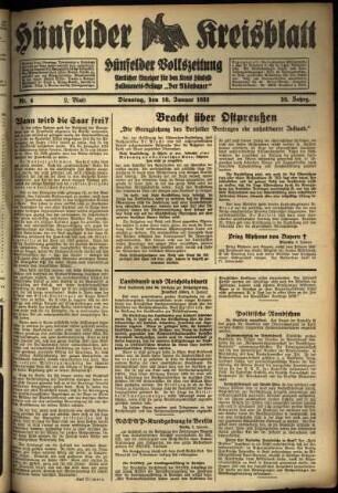 Zweite Ausgabe vom Dienstag, den 10. Januar 1933.